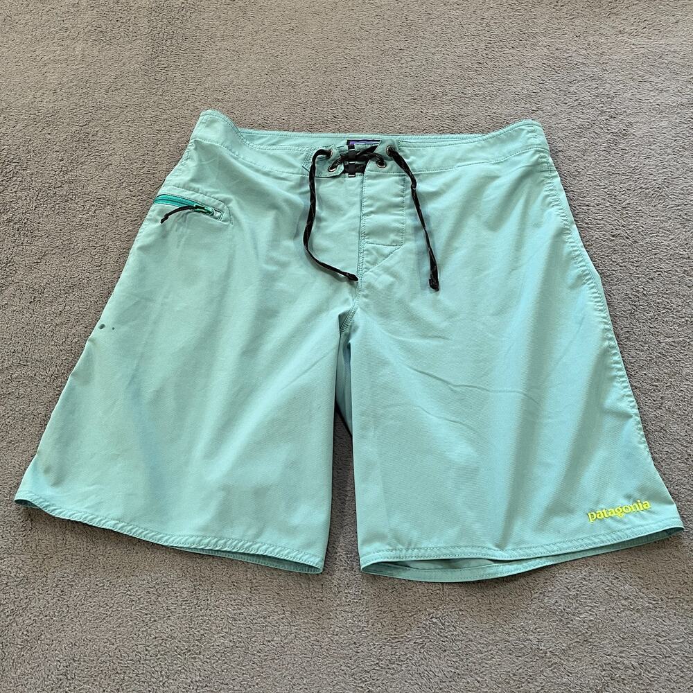 Patagonia Teal Swim Trunks Surf Beach Drawstring Board Shorts Men's Size 31